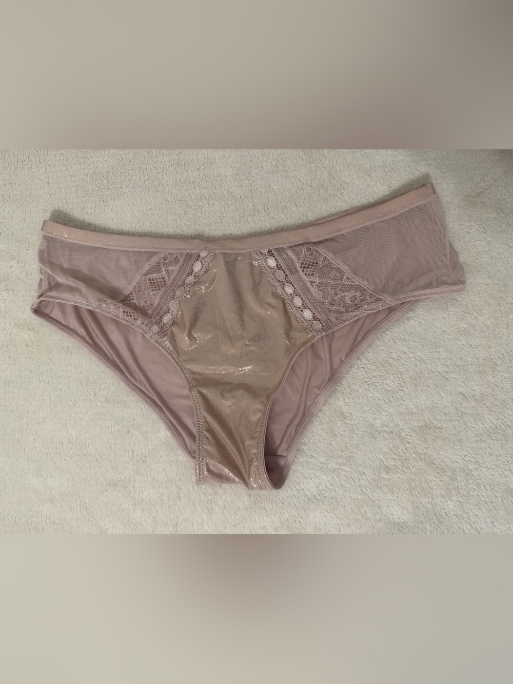 Victoria's Secret Light Pink Hiphugger Panties SIZE SMALL SEXY GLITTER SPARKLE L